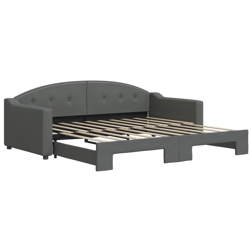 daybed med udtræk 90x190 cm stof mørkegrå