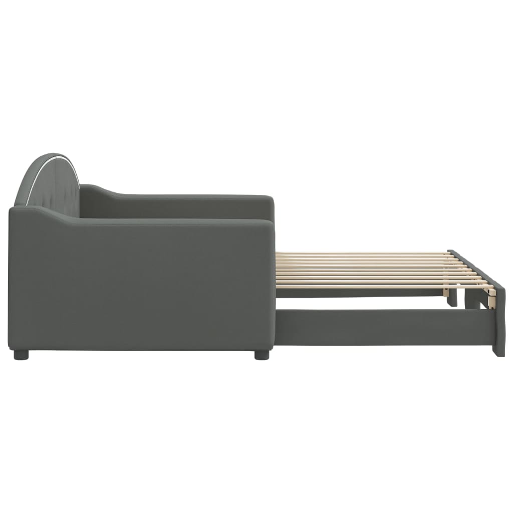 daybed med udtræk 90x190 cm stof mørkegrå