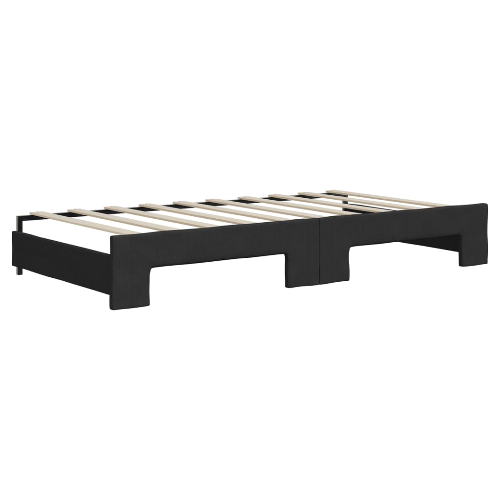 daybed med udtræk og skuffer 90x190 cm stof sort