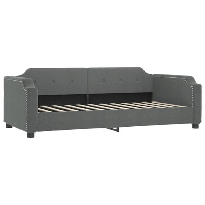 daybed med udtræk og skuffer 90x200 cm stof mørkegrå