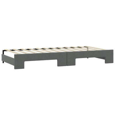 daybed med udtræk og skuffer 90x200 cm stof mørkegrå