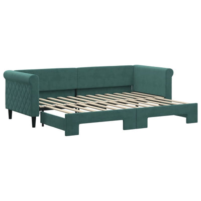daybed med udtræk 80x200 cm velour mørkegrøn