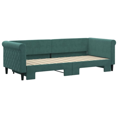 daybed med udtræk 80x200 cm velour mørkegrøn