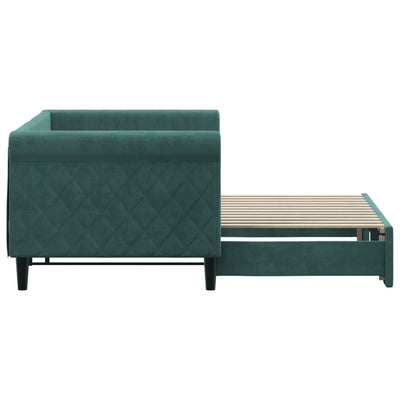 daybed med udtræk 80x200 cm velour mørkegrøn