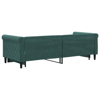 daybed med udtræk 80x200 cm velour mørkegrøn
