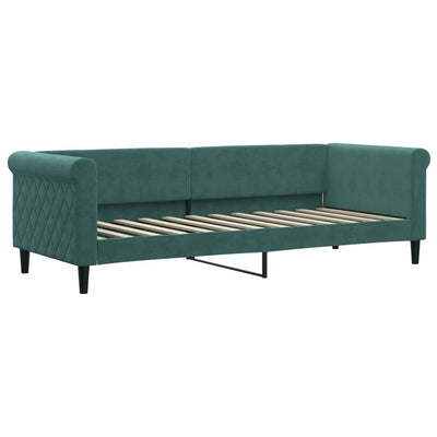 daybed med udtræk 80x200 cm velour mørkegrøn