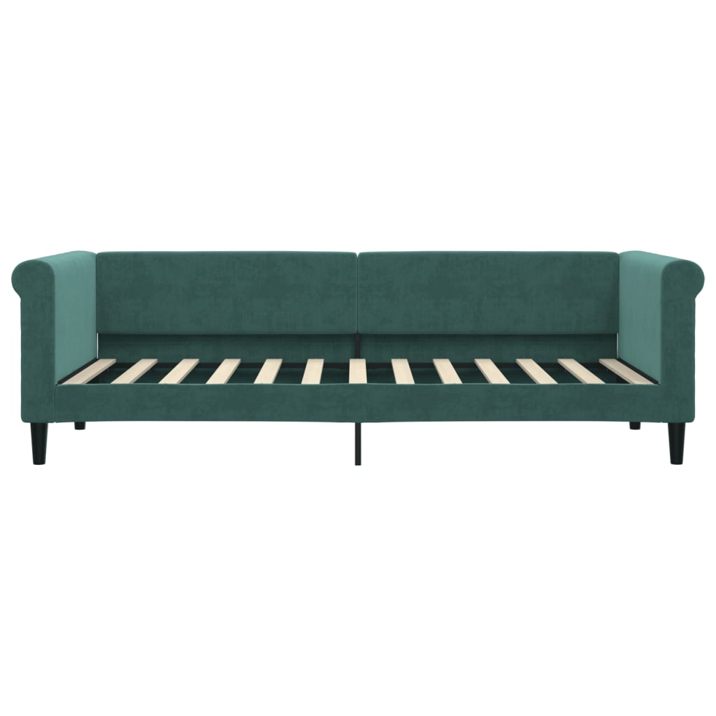 daybed med udtræk 80x200 cm velour mørkegrøn