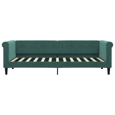 daybed med udtræk 80x200 cm velour mørkegrøn