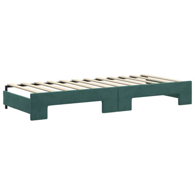 daybed med udtræk 80x200 cm velour mørkegrøn