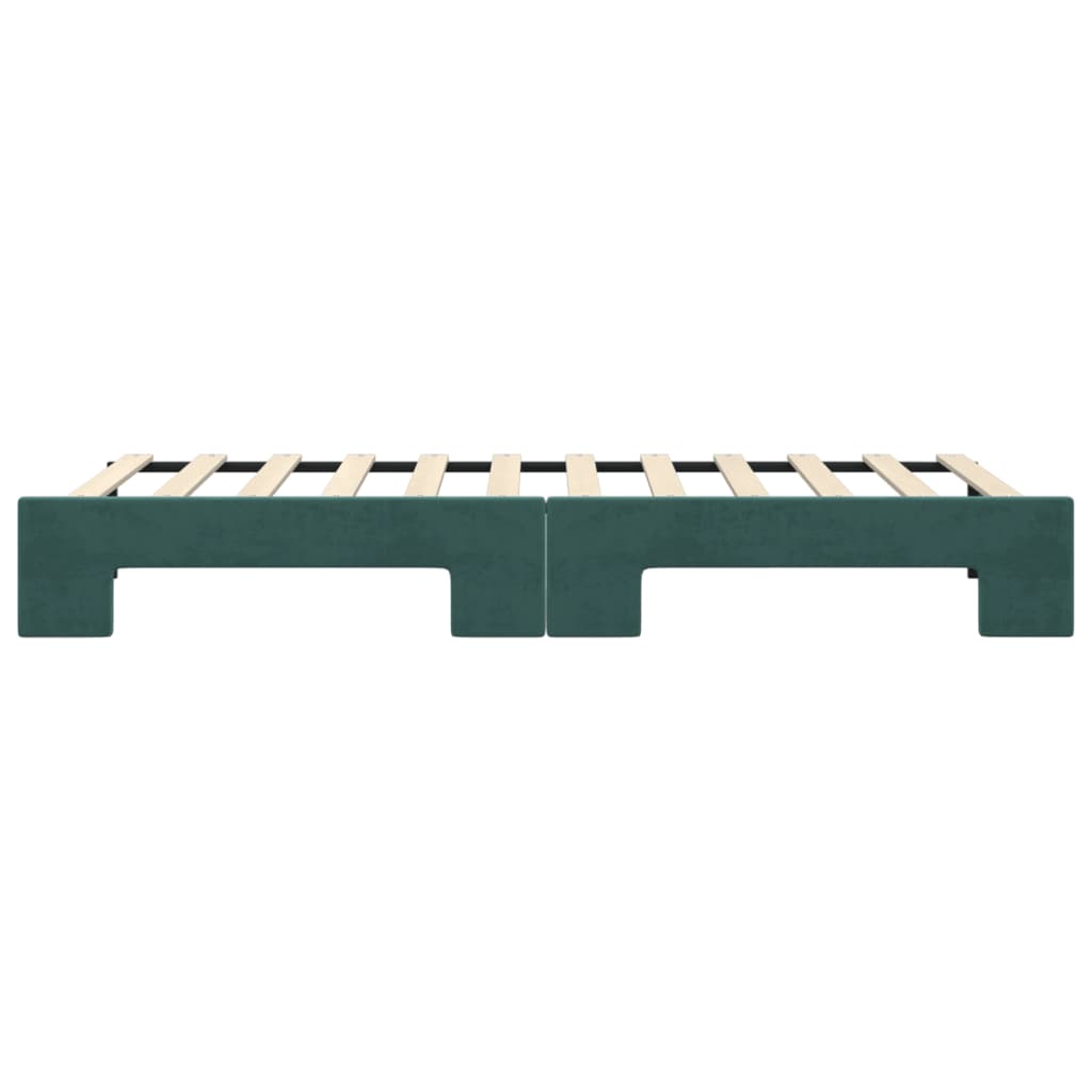 daybed med udtræk 80x200 cm velour mørkegrøn