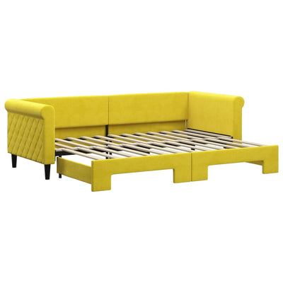 daybed med udtræk 80x200 cm velour gul
