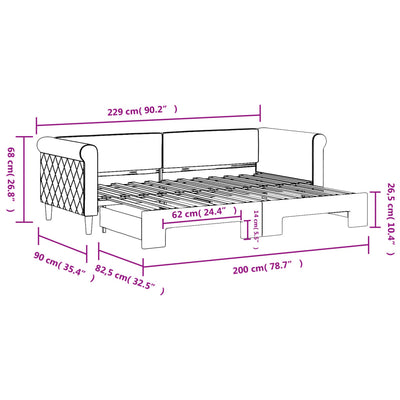 daybed med udtræk 80x200 cm velour gul