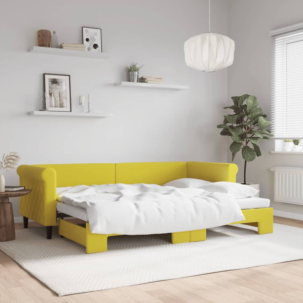 daybed med udtræk 80x200 cm velour gul