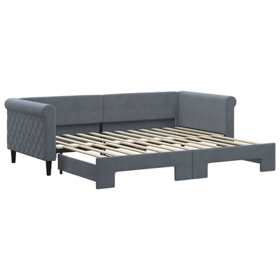 daybed med udtræk 90x200 cm velour mørkegrå