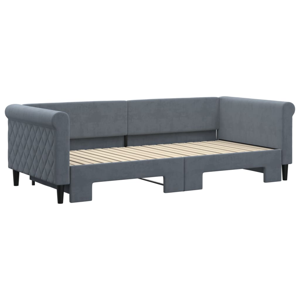 daybed med udtræk 90x200 cm velour mørkegrå