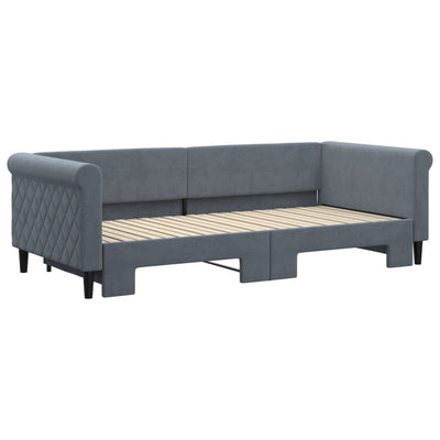 daybed med udtræk 90x200 cm velour mørkegrå