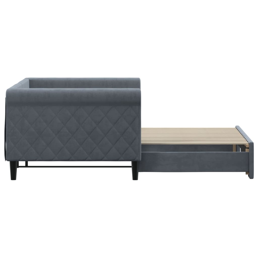 daybed med udtræk 90x200 cm velour mørkegrå