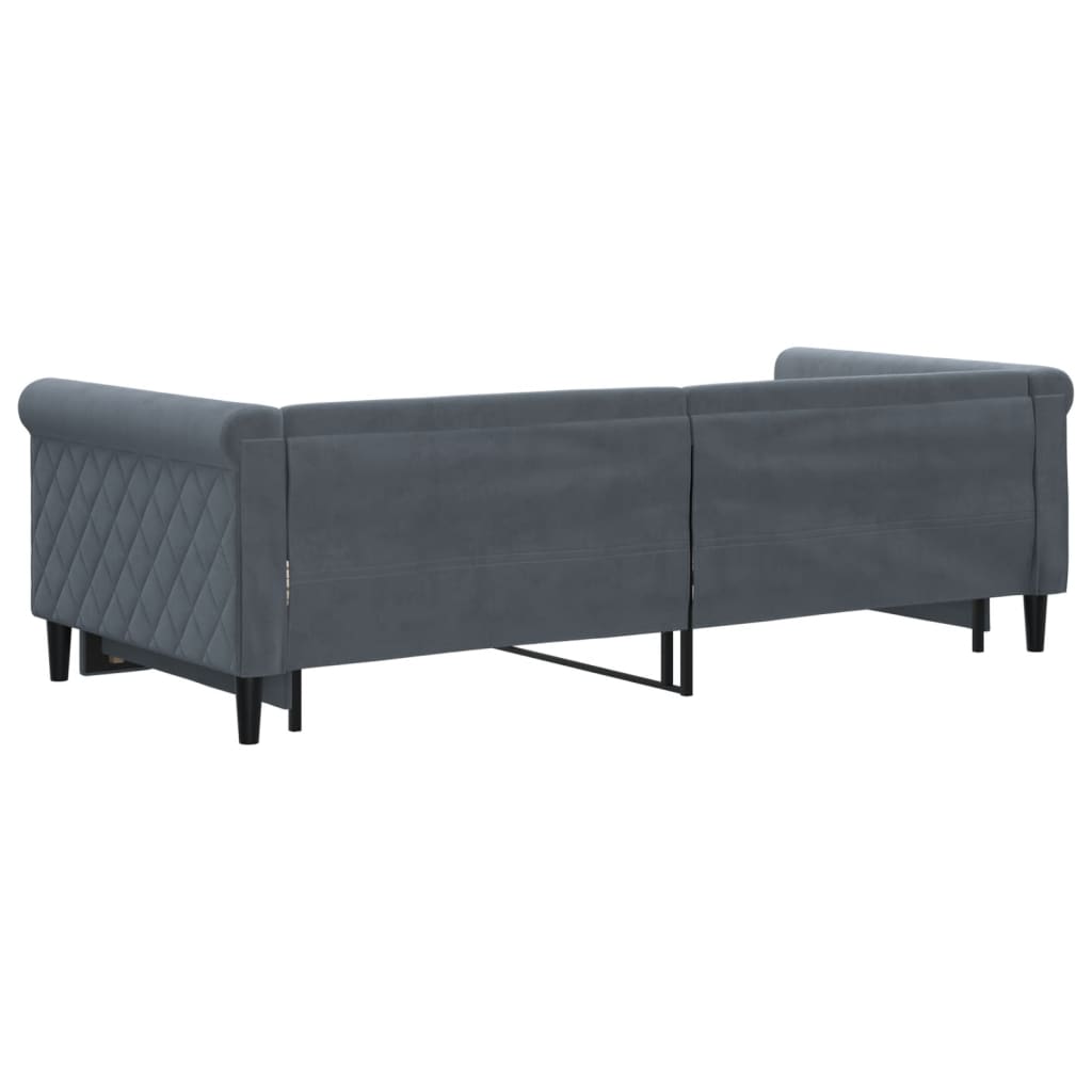 daybed med udtræk 90x200 cm velour mørkegrå