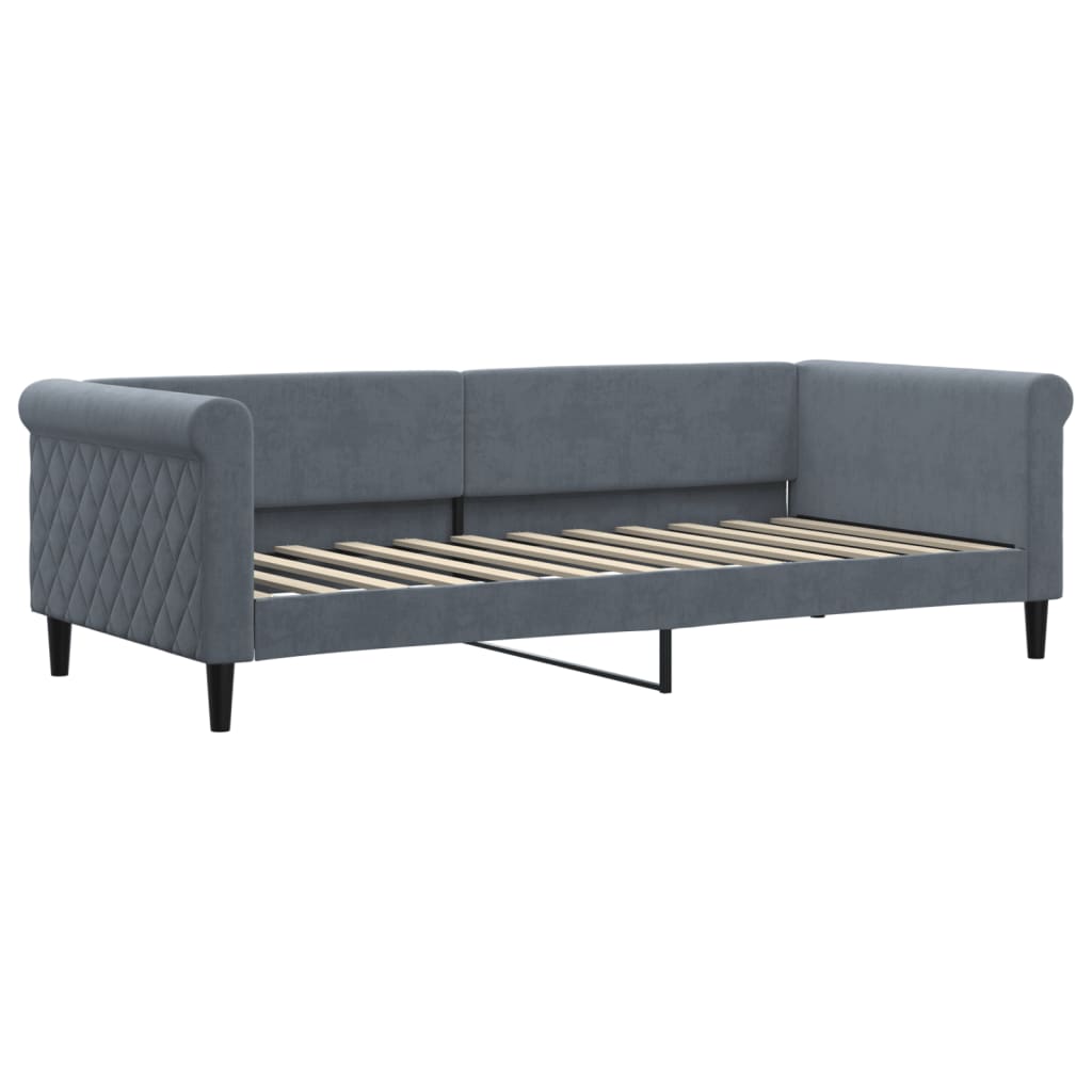 daybed med udtræk 90x200 cm velour mørkegrå