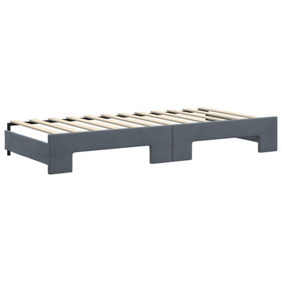 daybed med udtræk 90x200 cm velour mørkegrå