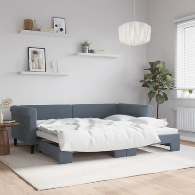 daybed med udtræk 90x200 cm velour mørkegrå