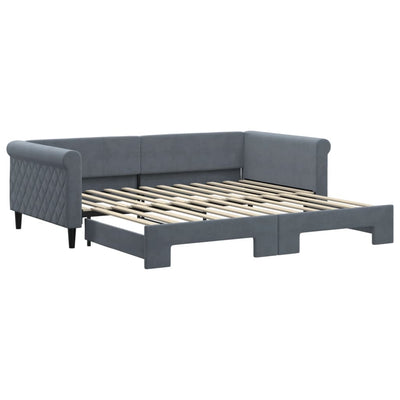 daybed med udtræk 100x200 cm velour mørkegrå
