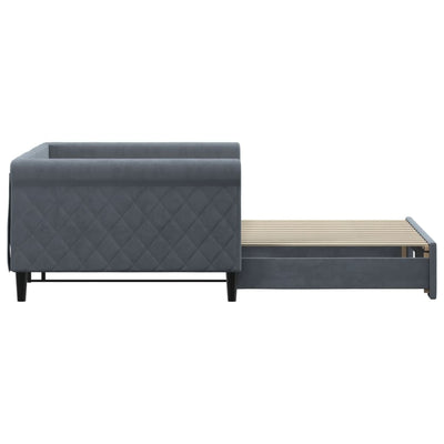 daybed med udtræk 100x200 cm velour mørkegrå