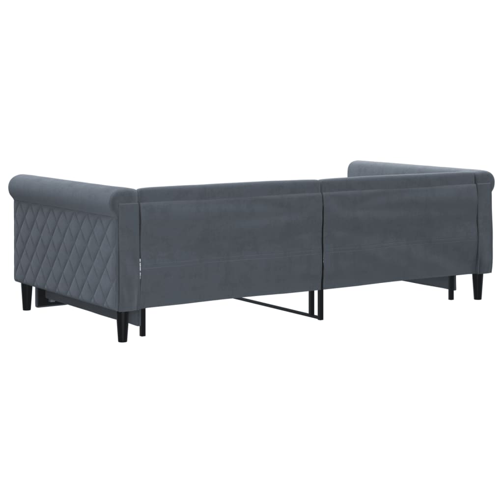 daybed med udtræk 100x200 cm velour mørkegrå