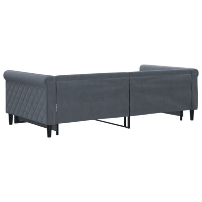 daybed med udtræk 100x200 cm velour mørkegrå