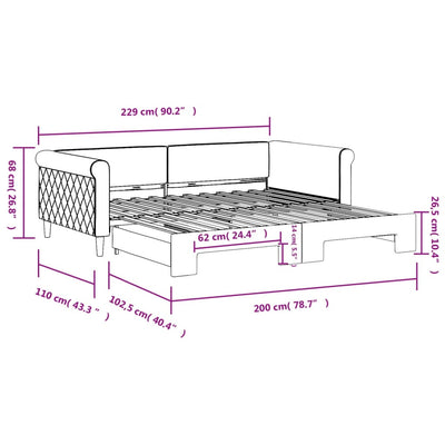 daybed med udtræk 100x200 cm velour mørkegrå