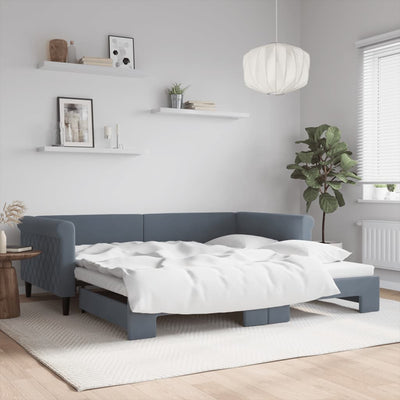 daybed med udtræk 100x200 cm velour mørkegrå