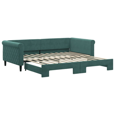 daybed med udtræk 100x200 cm velour mørkegrøn