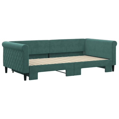 daybed med udtræk 100x200 cm velour mørkegrøn