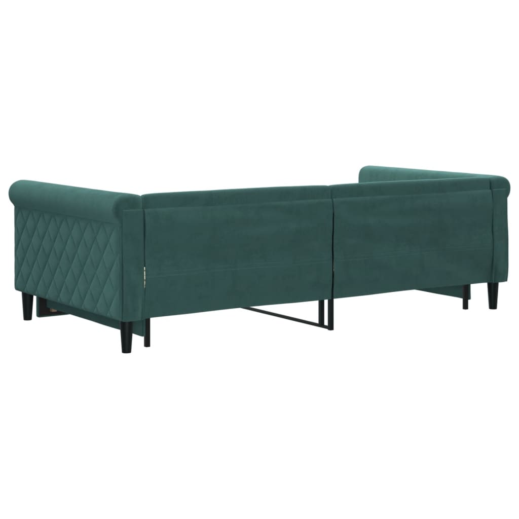 daybed med udtræk 100x200 cm velour mørkegrøn