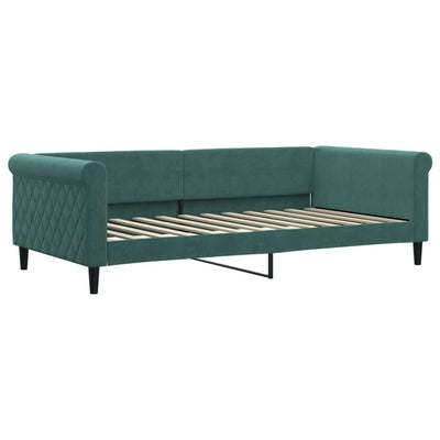 daybed med udtræk 100x200 cm velour mørkegrøn