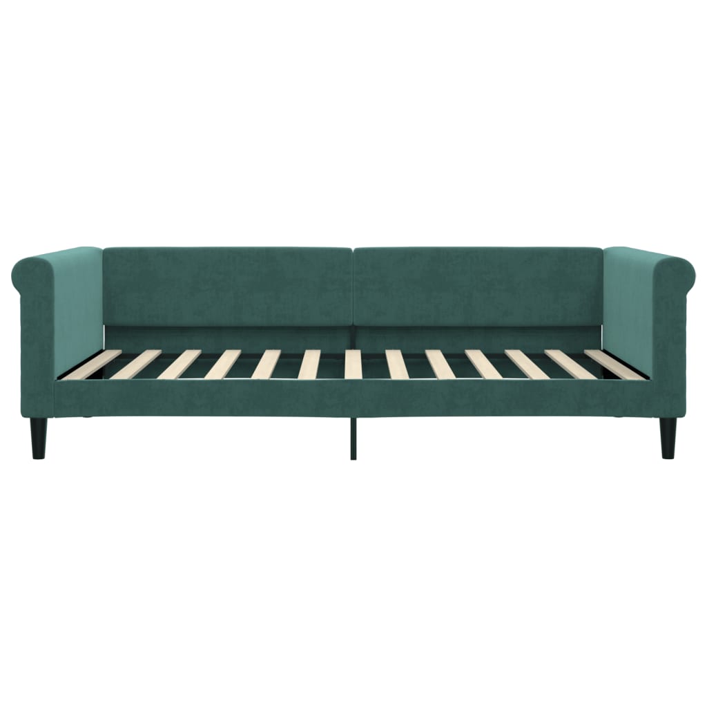 daybed med udtræk 100x200 cm velour mørkegrøn