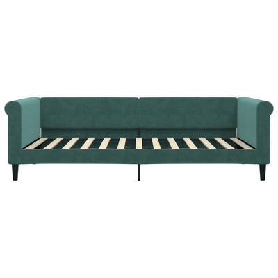 daybed med udtræk 100x200 cm velour mørkegrøn