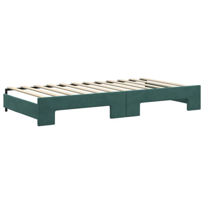 daybed med udtræk 100x200 cm velour mørkegrøn