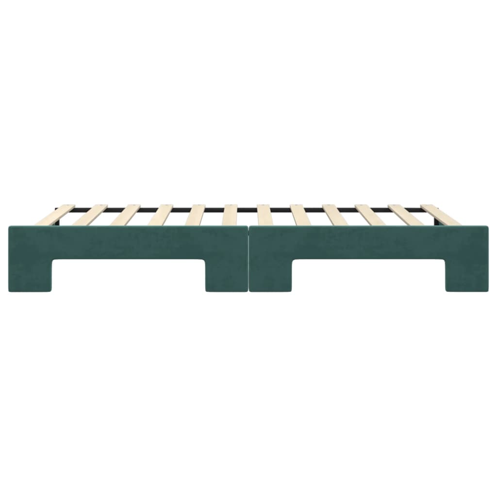 daybed med udtræk 100x200 cm velour mørkegrøn
