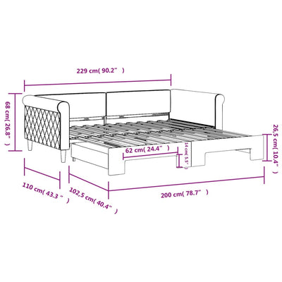 daybed med udtræk 100x200 cm velour mørkegrøn