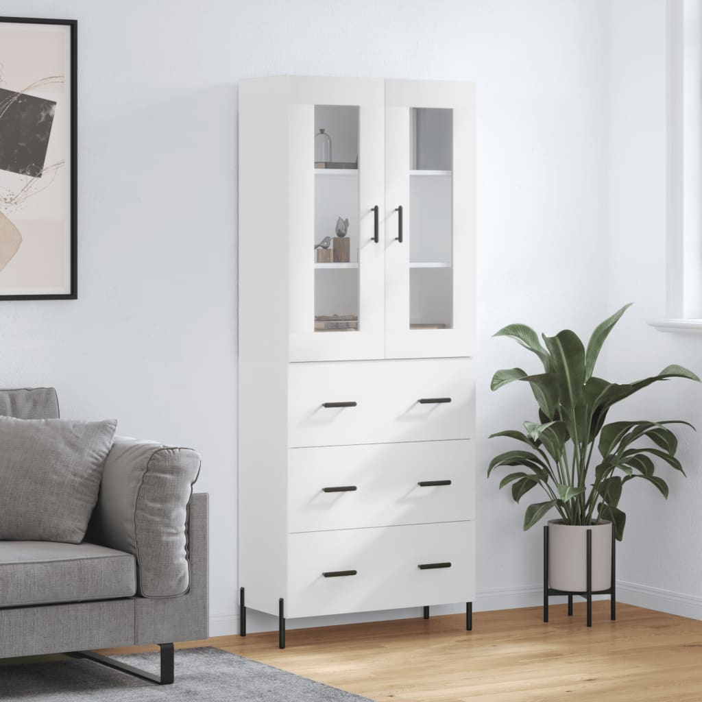 højskab 69,5x34x180 cm konstrueret træ hvid