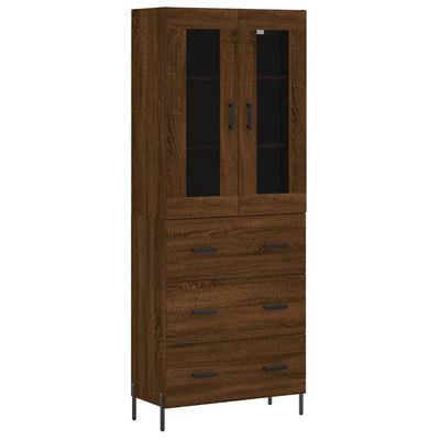 højskab 69,5x34x180 cm konstrueret træ brun egetræsfarve