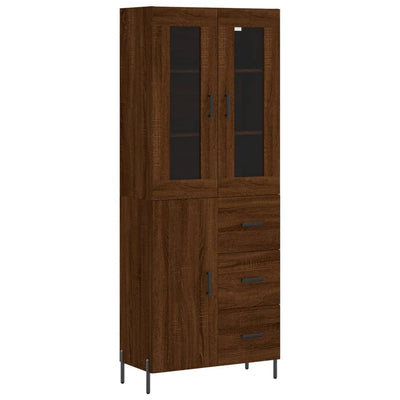 højskab 69,5x34x180 cm konstrueret træ brun egetræsfarve