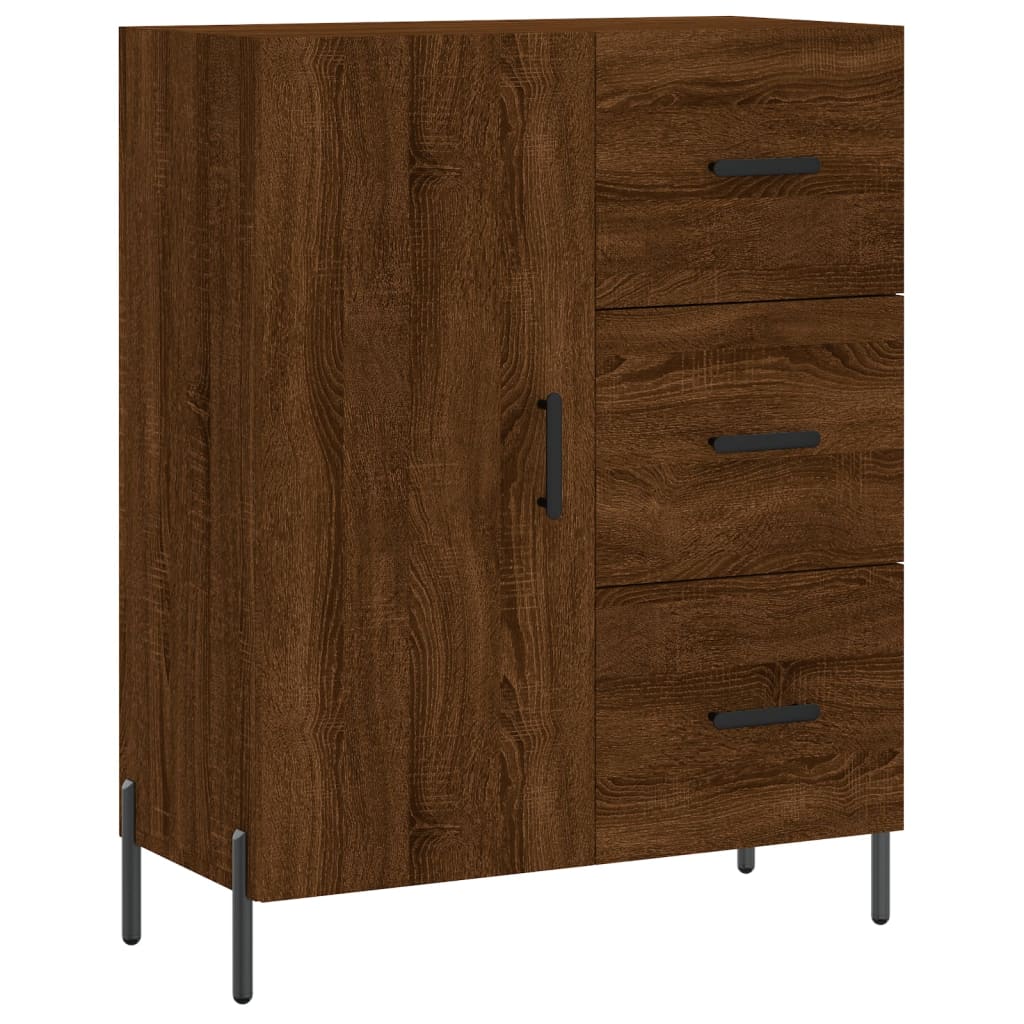 højskab 69,5x34x180 cm konstrueret træ brun egetræsfarve