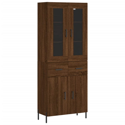 højskab 69,5x34x180 cm konstrueret træ brun egetræsfarve