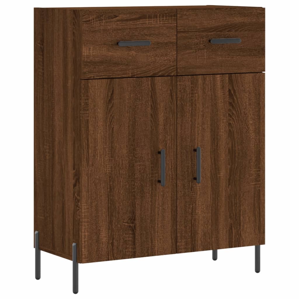 højskab 69,5x34x180 cm konstrueret træ brun egetræsfarve