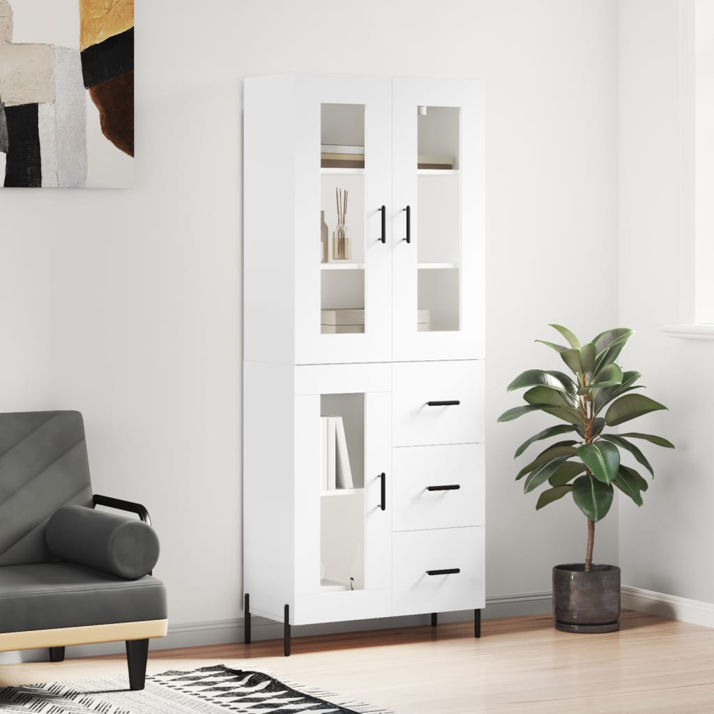 højskab 69,5x34x180 cm konstrueret træ hvid