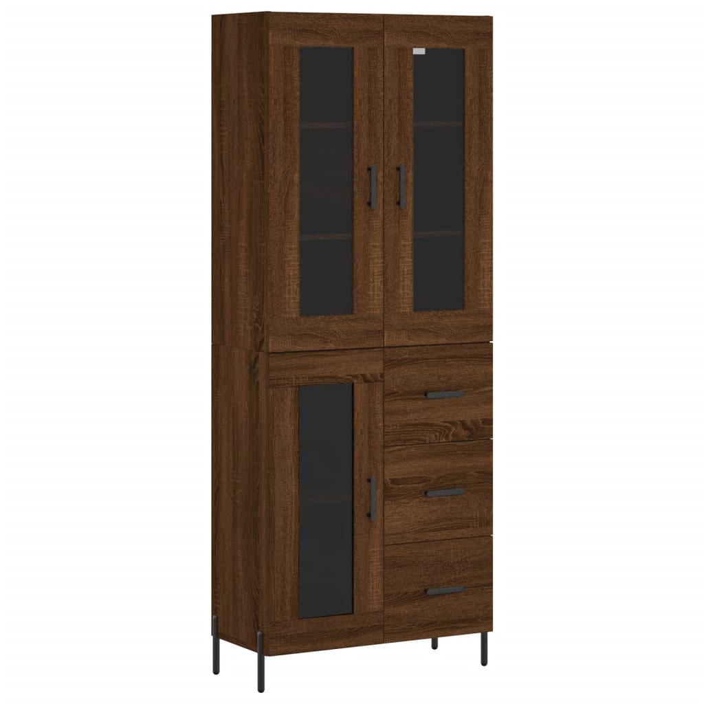 højskab 69,5x34x180 cm konstrueret træ brun egetræsfarve