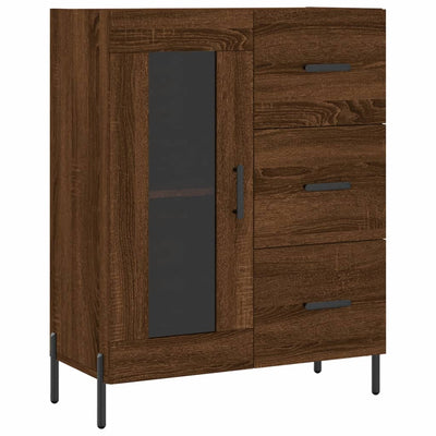 højskab 69,5x34x180 cm konstrueret træ brun egetræsfarve