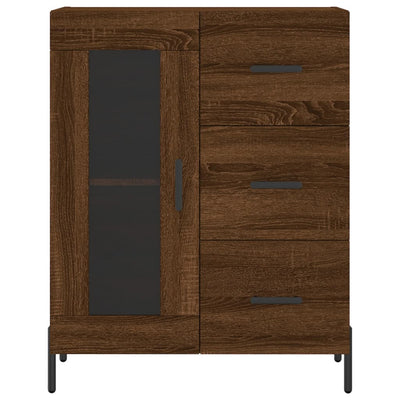 højskab 69,5x34x180 cm konstrueret træ brun egetræsfarve